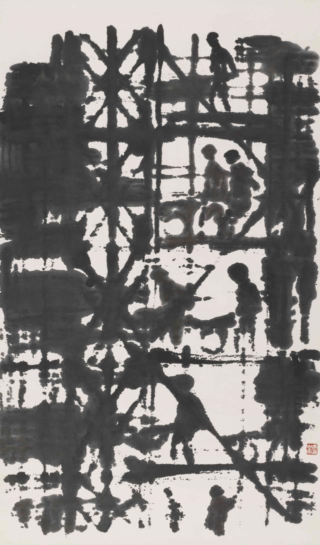 D5李世南 《角手架》 111cm×74cm 紙本水墨 1995.jpg