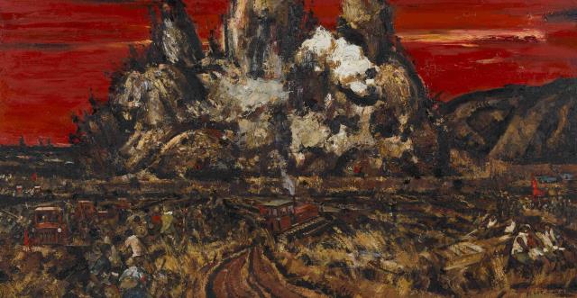 D117陳樹東 《第一爆——獻(xiàn)給深圳改革初期的建設(shè)者們》 125cm×240cm 布面油彩 2010.jpg