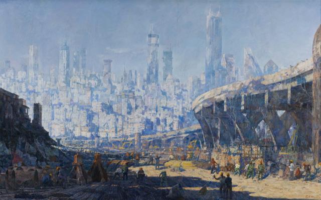 D128-蔣慶北 《城市的變遷》 150cm×240cm 布面油彩 2010.jpg