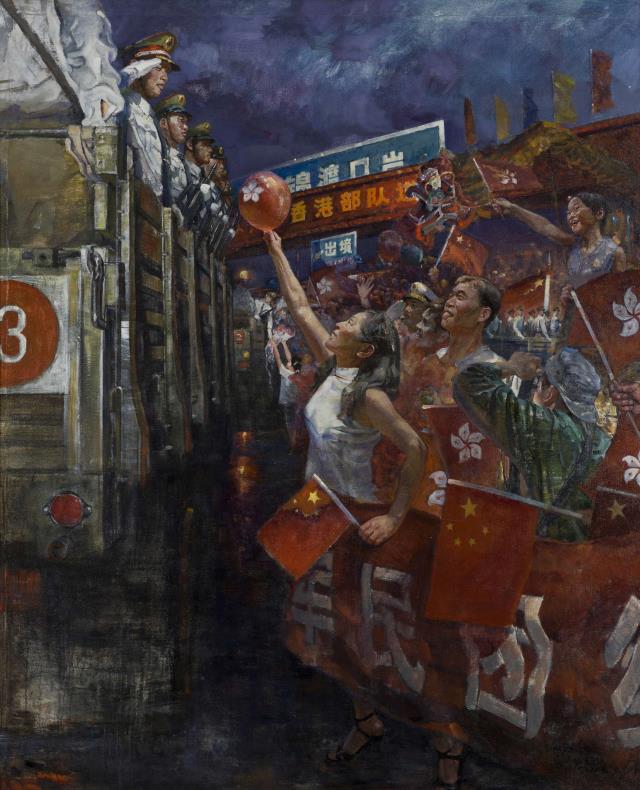 D124羅田喜 《使命——?dú)g送駐港部隊(duì)》 200cm×164cm 布面油彩 2010.jpg