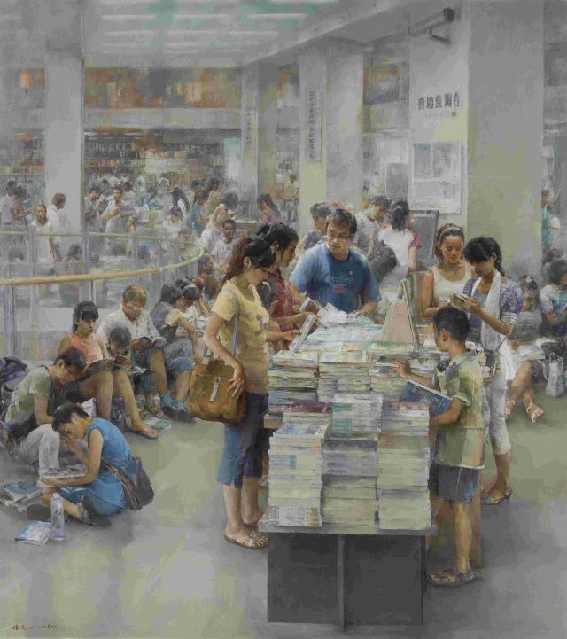 D116楊克山 《書香滿城》(全景1) 200cm×180cm 布面油彩 2010.jpg