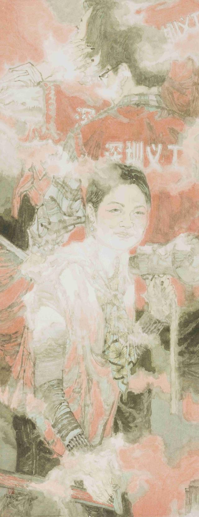 A1119鄭強(qiáng) 《休息日的早晨》 201cm×77.7cm 紙本設(shè)色 2010.jpg